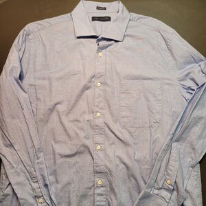 Tommy Hilfiger Mens Regular Fit Oeko-Tex Blue Long Sleeve Button Up Shirt Large